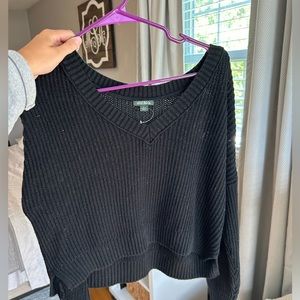 Cropped V-Neck Sweater